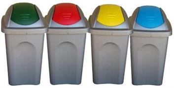 BIDONE BASCULANTE MULTIPAT LT.60 SILVER/OND.VERDE 39X39X68H